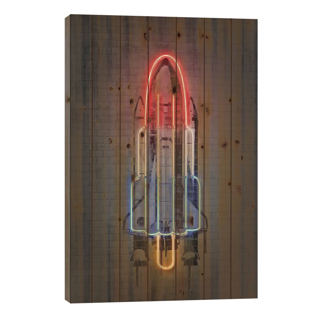 Rocket Print On Wood by Octavian Mielu - Multi-Color