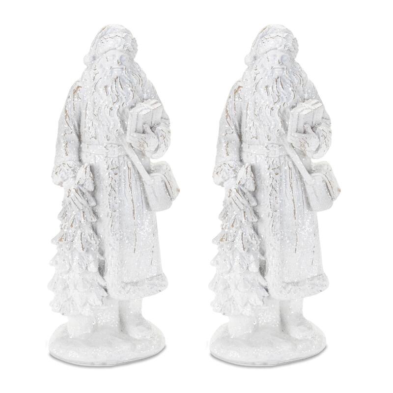 Glittered Santa Figurine (Set of 2)