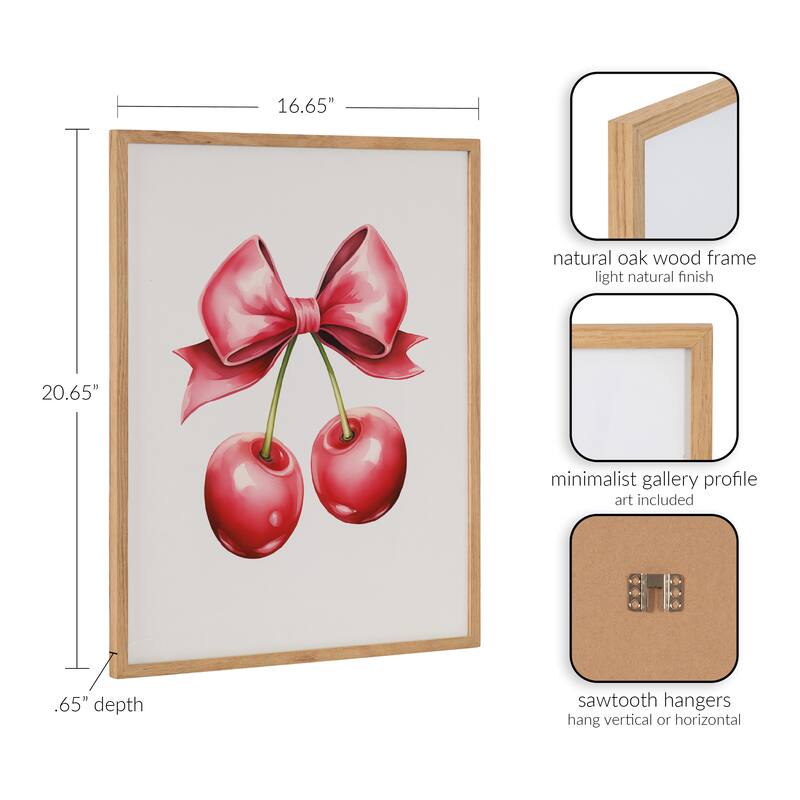 Kate and Laurel Gallery Coquette Preppy Retro Girly Red Pink Bow Cherries Print by The Creative Bunch Studio
