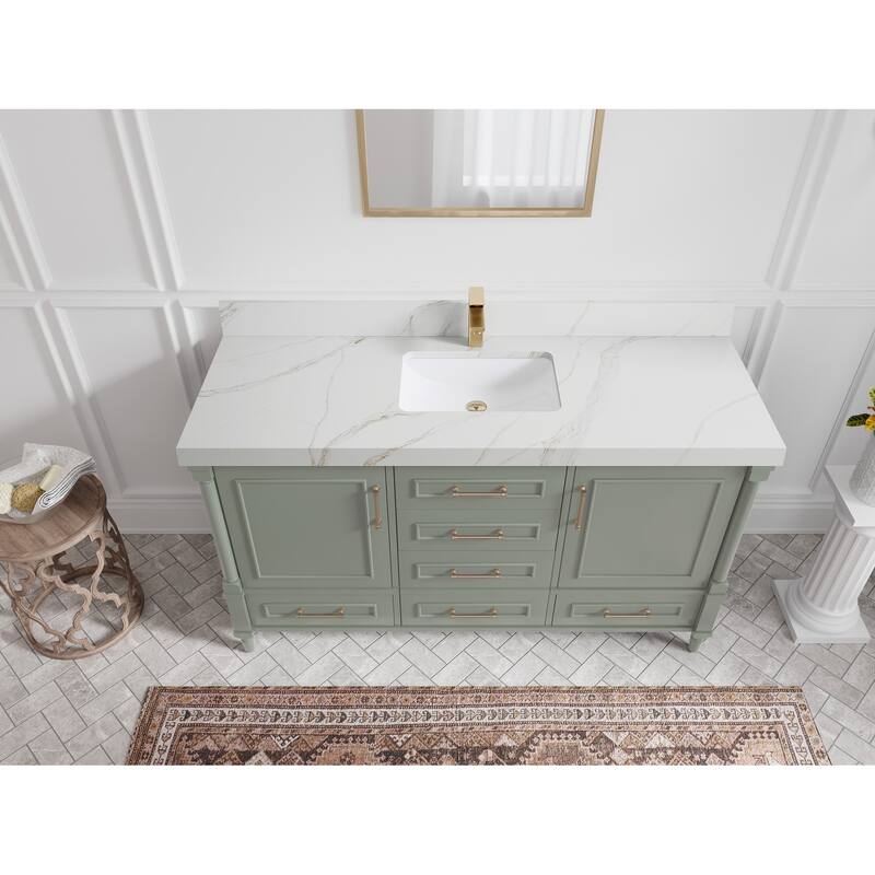 Willow Collections 60 in. W x 22 in. D Aberdeen Single Bowl Sink Bathroom Vanity with Countertop