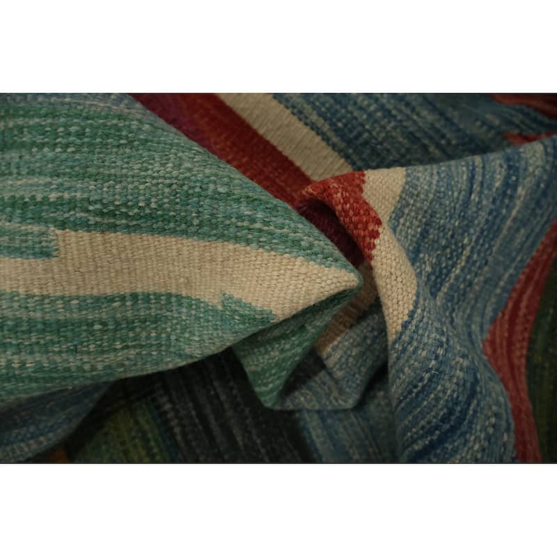 Hand Woven Oriental 100% Wool Carpet Southwestern Geometric Multi-Colored Kilim Area Rug - 9' 10'' X 9' 10''