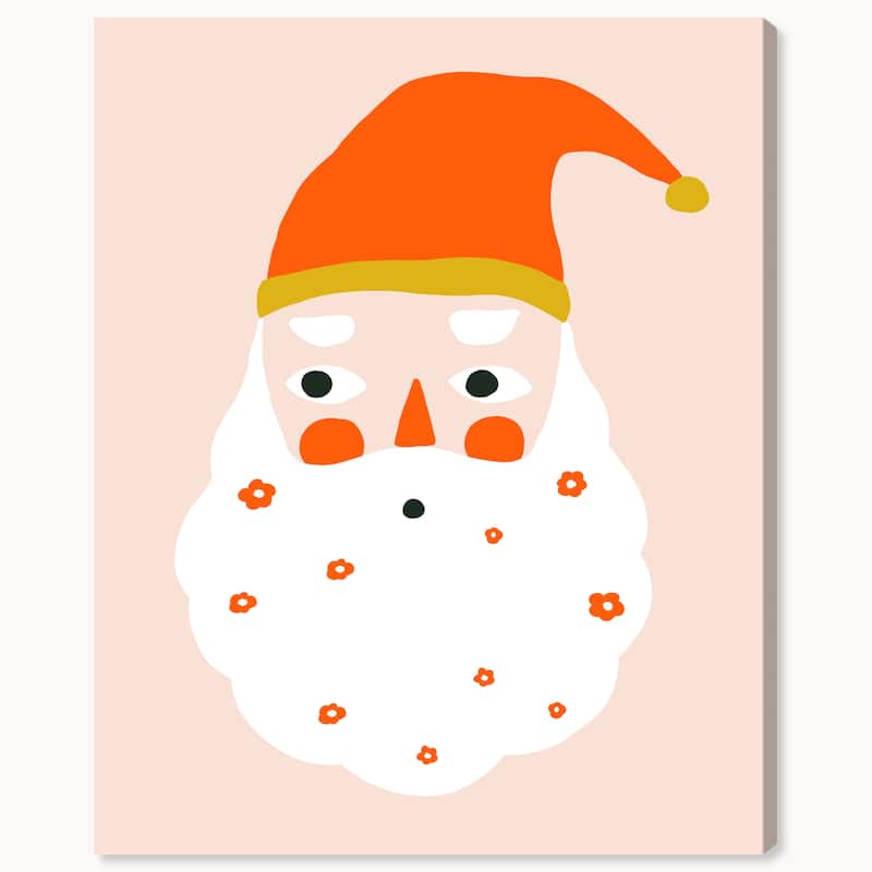 Wynwood Studio Canvas Holiday and Seasonal Flowers all over the Beard White Modern & Contemporary Wall Art Canvas Print