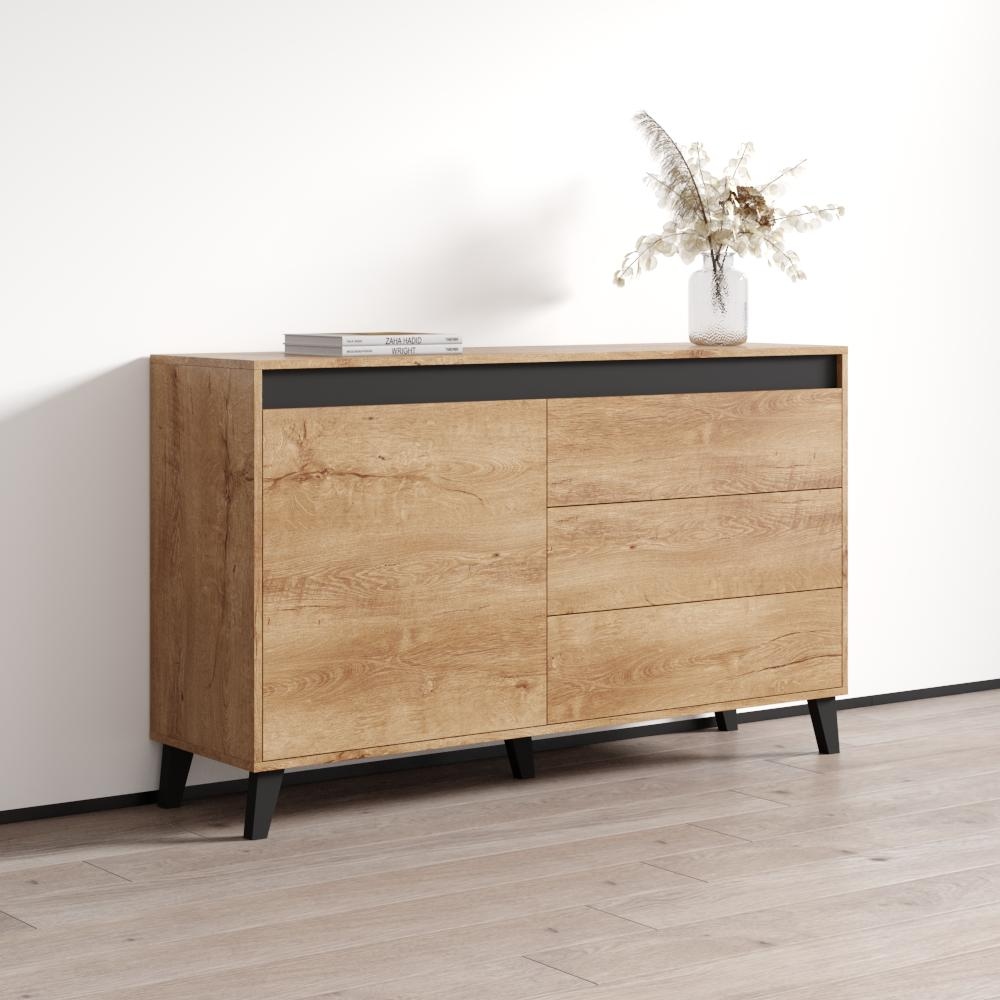 Chevron 54 wood top credenza