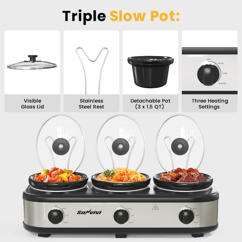 Sunvivi Slow Cooker, Buffet Server and Food Warmer