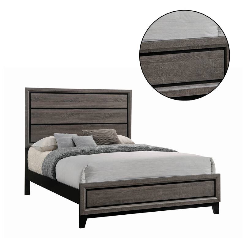 Wooden Full Bed in Grey Oak And Black