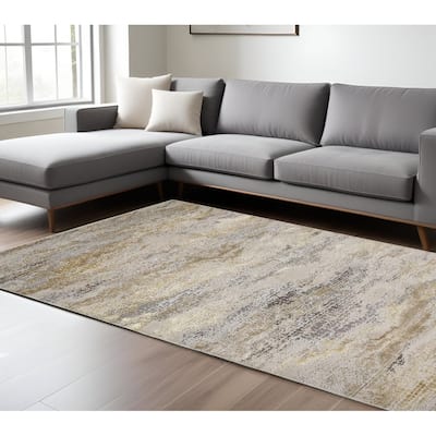 Zikaq Abstract Modern Non Skid Woven Area Rug By HomeRoots - 8' x 10'