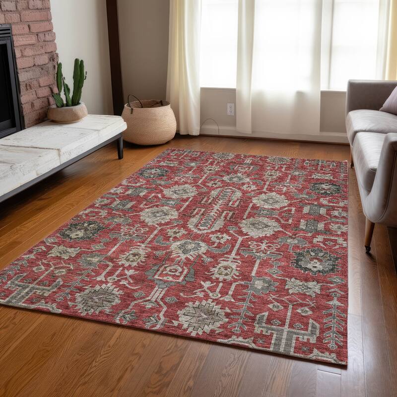 Machine Washable Indoor/ Outdoor Chantille Traditional Boho Rug