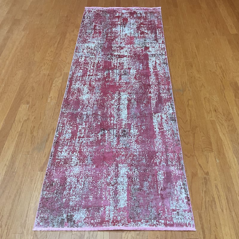 HERAT ORIENTAL Turkish Modern Erased Design Wool & Silk Runner - 3'3" x 9'10"