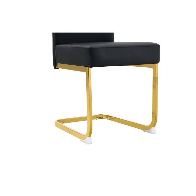 Set of 4, 15.7" PU Upholstered Dining Chairs with Golden Metal Legs