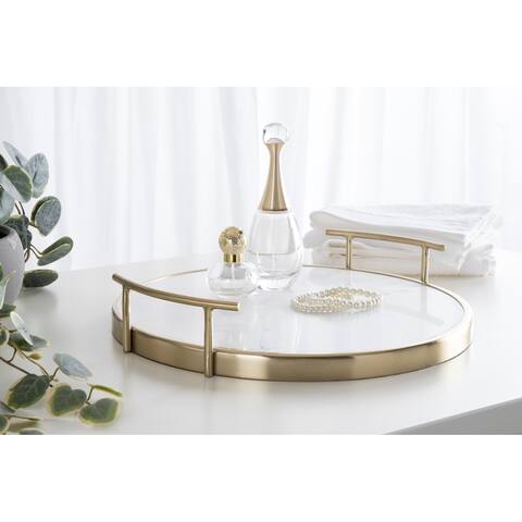 Kate and Laurel Marbury Round Metal Tray