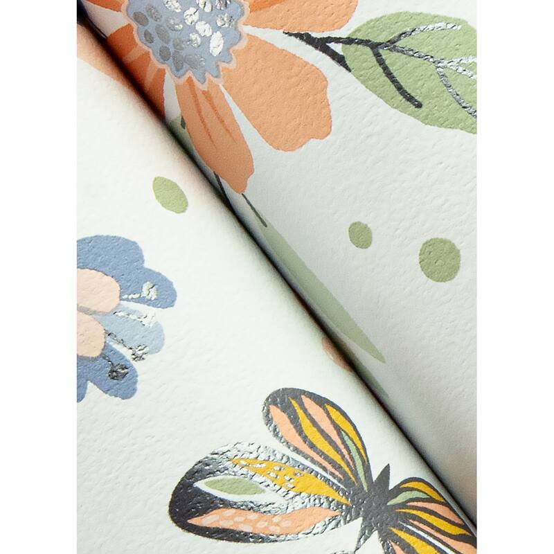 Chesapeake Zev Coral Butterfly Wallpaper - 20.9 x 396 x 0.025