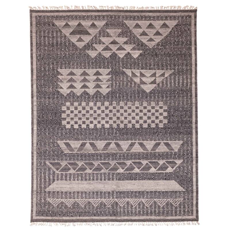 ECARPETGALLERY Hand-knotted Tangier Charcoal Wool Rug - 8'4 x 10'3