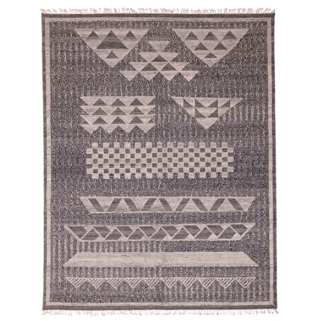 ECARPETGALLERY Hand-knotted Tangier Charcoal Wool Rug - 8'4 x 10'3