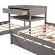 preview thumbnail 8 of 25, Full Size L-shaped Platform Beds with Drawers Linked with Built-in Rectangle Table and Twin Size Trundle.