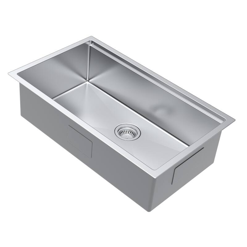 Mega Casa 32'' Undermount Single Bowl Workstation Handmade Sink, Stainless Steel Kitchen Sink with Workstation, Sliver