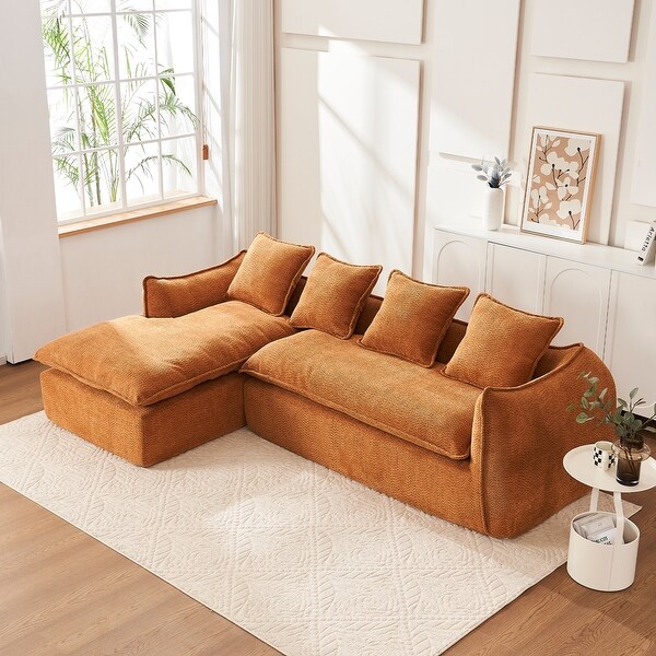 L Shape Orange Upholstered Sleeper Sectional Sofa Deep Seat Recliner Sofa Bed Bath Beyond 41864535