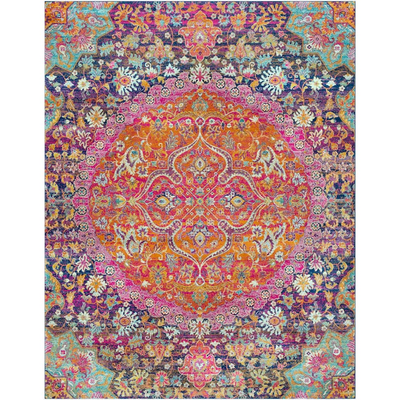 Livabliss Roanoke Pink & Purple Medallion Runner Rug - 2' 7" x 7' 3"