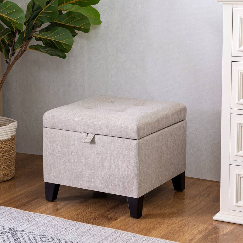 Adeco Faux Leather Tufted Flip Top Storage Ottoman