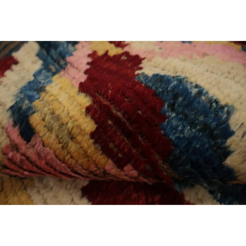 Hand Knotted Oriental 100% Wool Carpet Modern Geometric Multi-Colored Moroccan Area Rug - 10' 3'' X 6' 7''