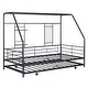 preview thumbnail 28 of 38, Metal Twin Size House Bed with Trundle and Built-in Shelf and Grid