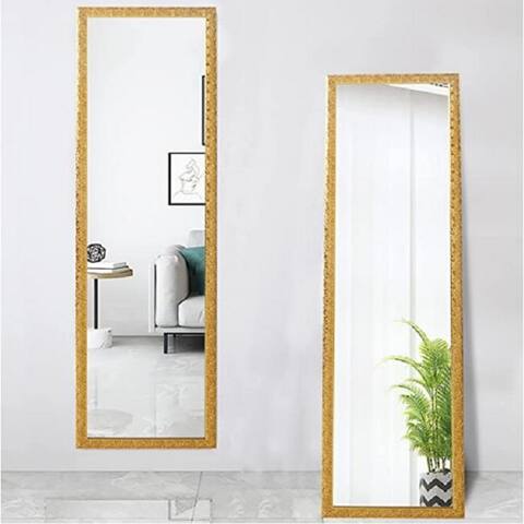 Full Length Mirror Door Mirror Full Body Dressing Mirror Wall Mounted Hanging for Dorm Home, 50"x 14", Gold