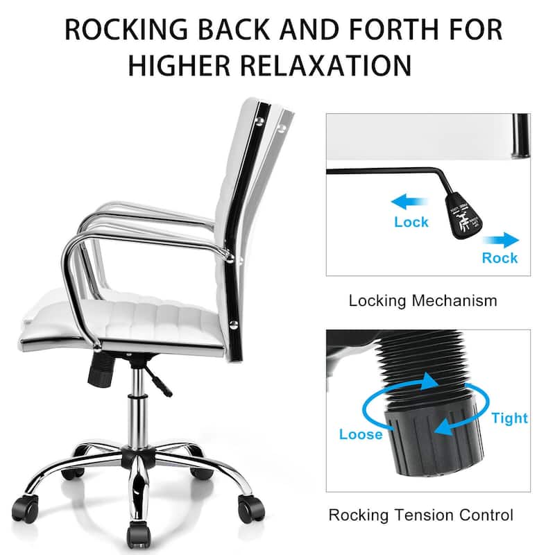 Gymax PU Leather Office Chair High Back Conference Task Chair