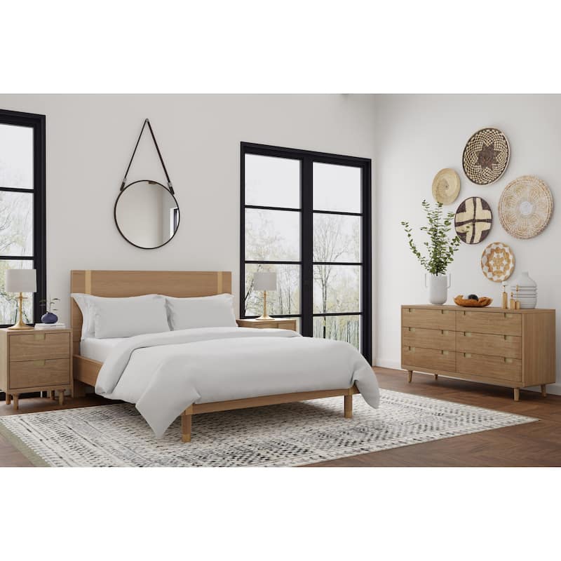 Alpine Furniture Easton Six Drawer Wood Dressser in Sand (Beige)