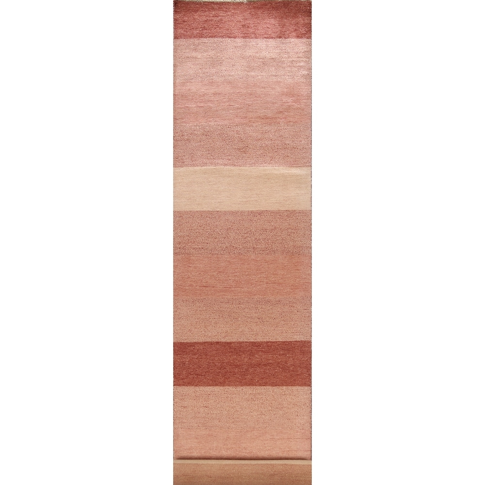 Striped Modern Gabbeh Kashkoli Oriental Runner Rug Wool Hand-knotted - 2'7" x 15'4"