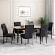 Pertica Upholstered T-Stitch Dining Chairs (Set of 6) by Christopher Knight Home - Espresso/ Midnight/ Faux Leather