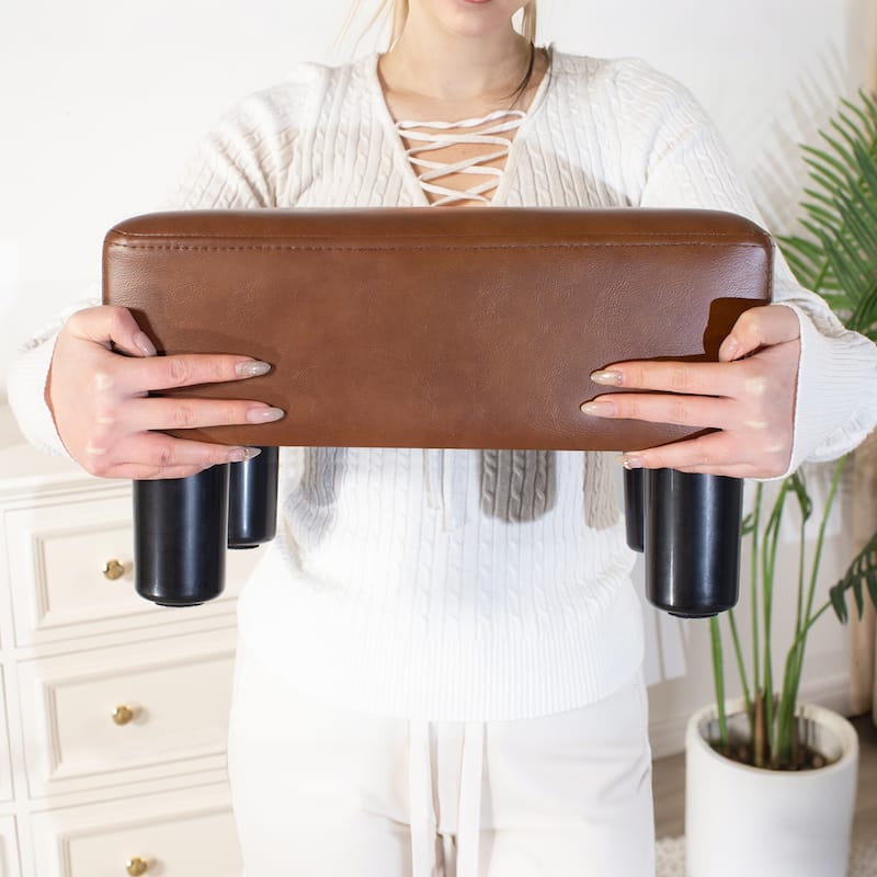 Adeco Small Rectangular Ottoman Modern PU Leather Footrest Stool Chair