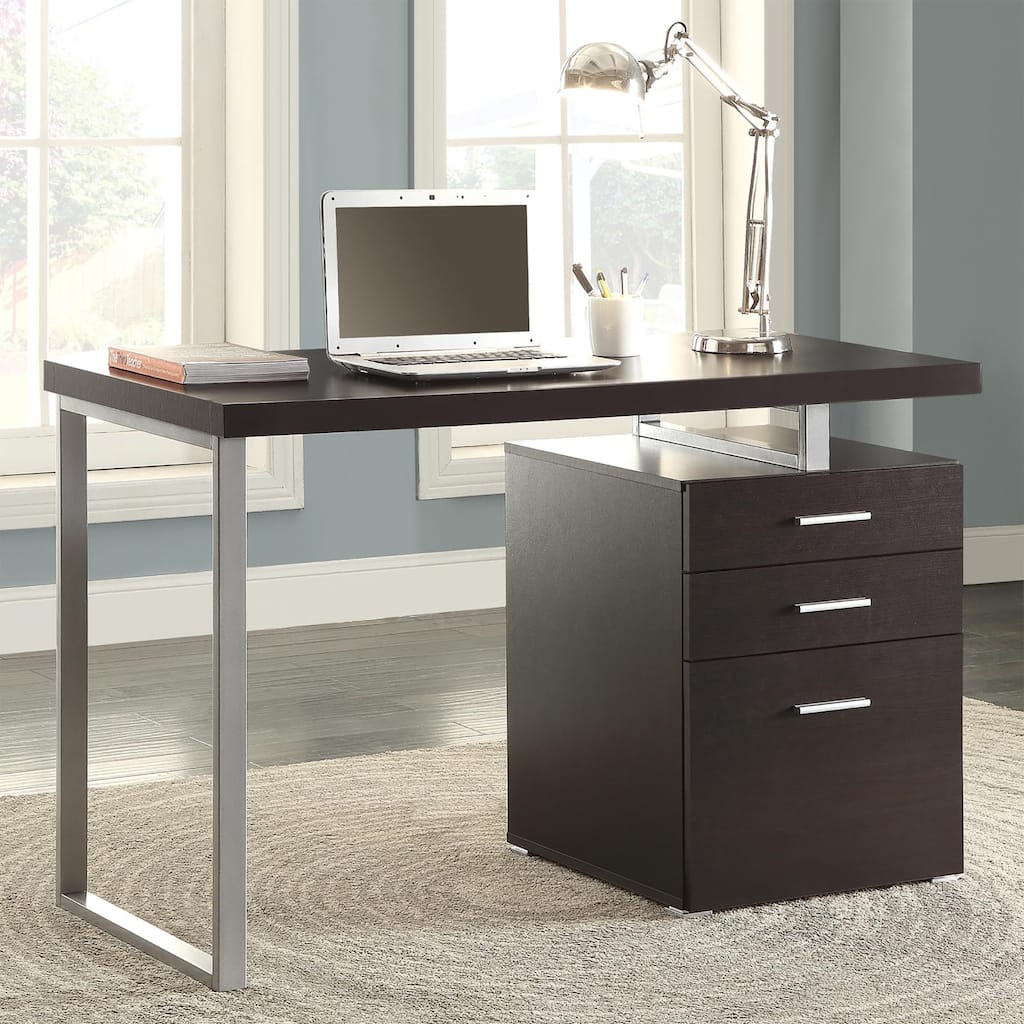 GDFStudio - Ethan Contemporary 3-Drawer Reversible Office Desk with Spacious Work Surface and Efficient Storage