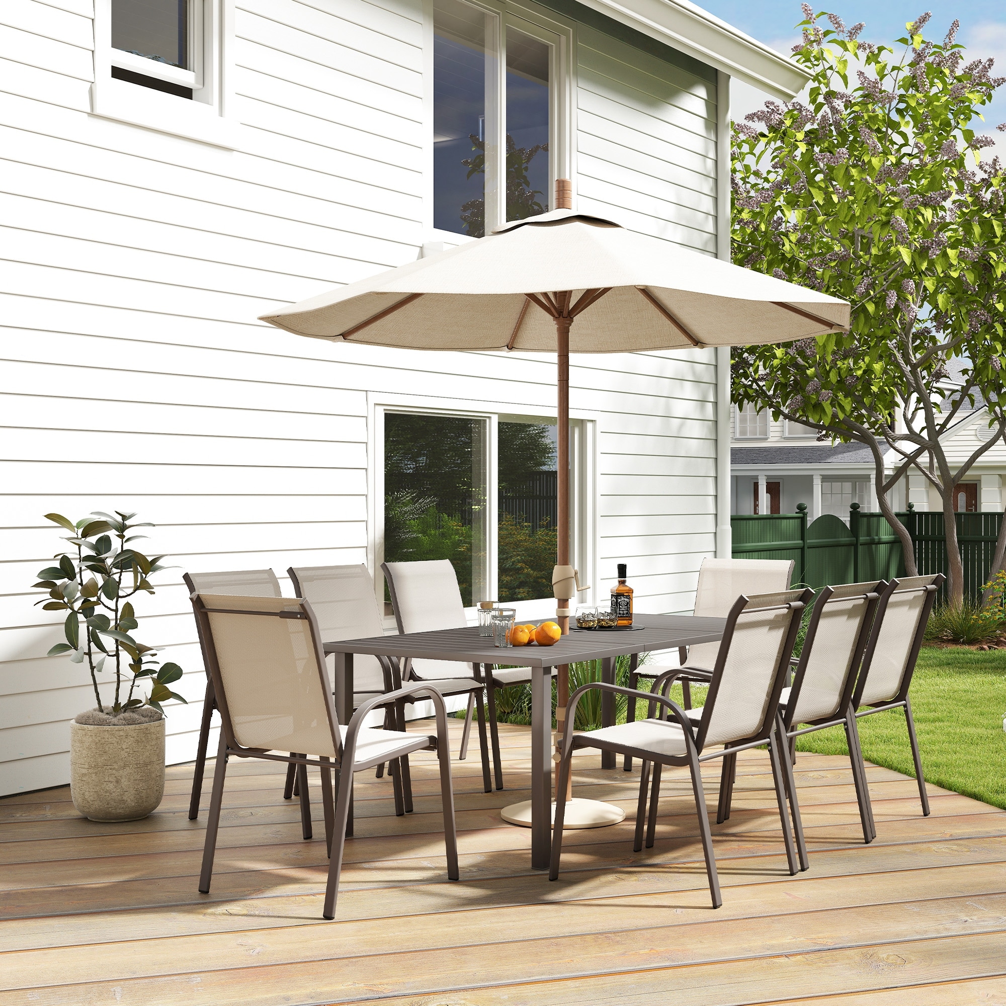 dusty green patio umbrella 3-Tier w/ Tilt Adjustment, Crank Best Choice Products 10ft Outdoor Steel Polyester Market Patio Umbrella w/ Crank  Easy Push Button  Tilt  Table Compatible - Striped Gray Color:Jess Kimura Fixed pole ensures robust Nolan flip-up helmets