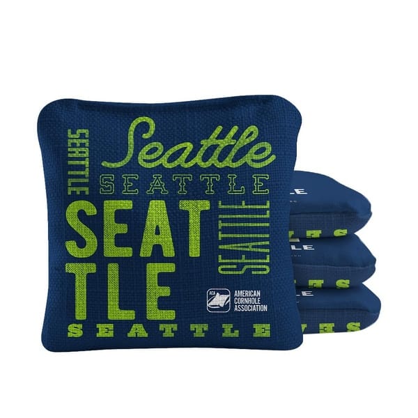 slide 2 of 4, Seattle Football Navy Blue Dual Sided Cornhole Bags