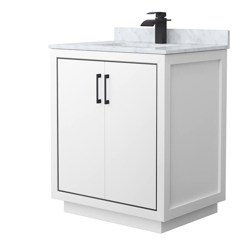 Wyndham Collection WCF1111-30S-NAT-MXX Icon 30" Free Standing Single - White / Matte Black Hardware