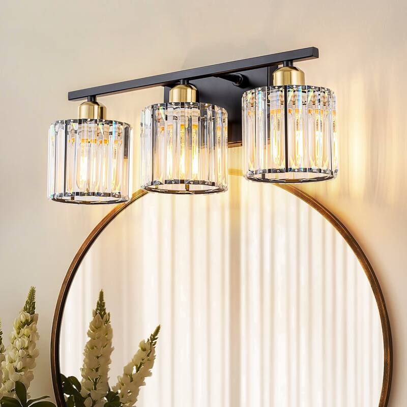 Starsky 3-Light 19inch Modern Bathroom Glass Crystal Vanity Light Wall Sconces