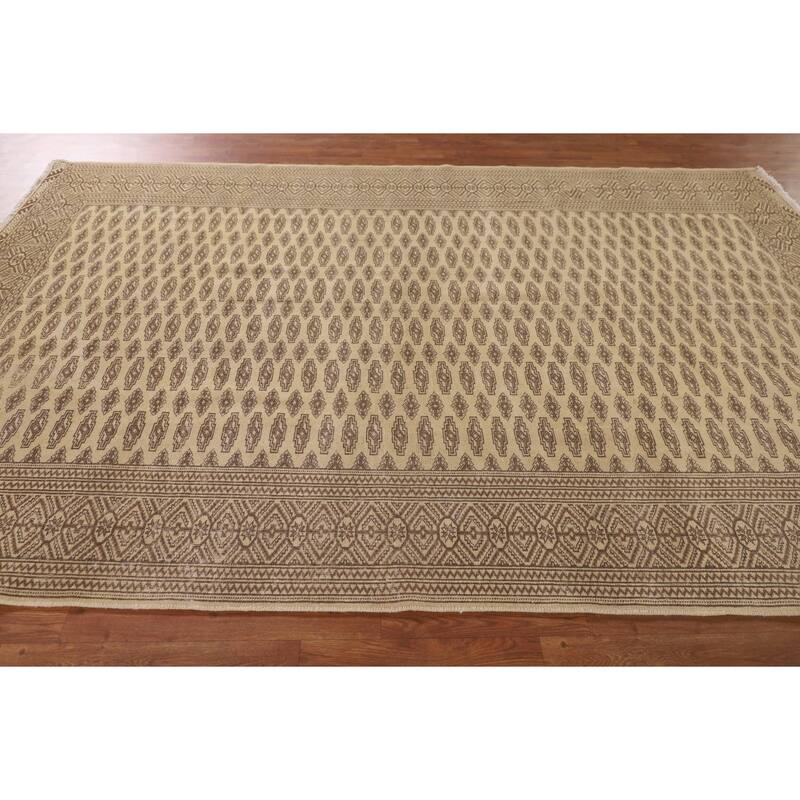 Geometric Turkoman Persian Vintage Area Rug Hand-Knotted Wool Carpet - 6'7"x 9'8"