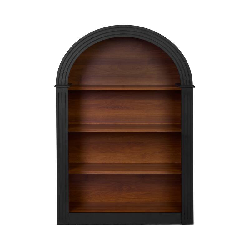 4-Shelf Tall Bookshelf, 45.66" Wood Open Display Floor Arched Bookcase, Large Storage Organizer for Bedroom Living Room