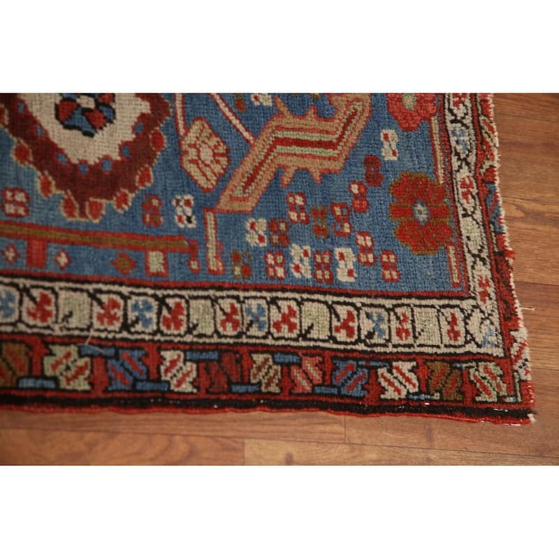 Pre-1900 Antique Heriz Serapi Persian Rug Handmade Wool Carpet - 11'0" x 12'10"
