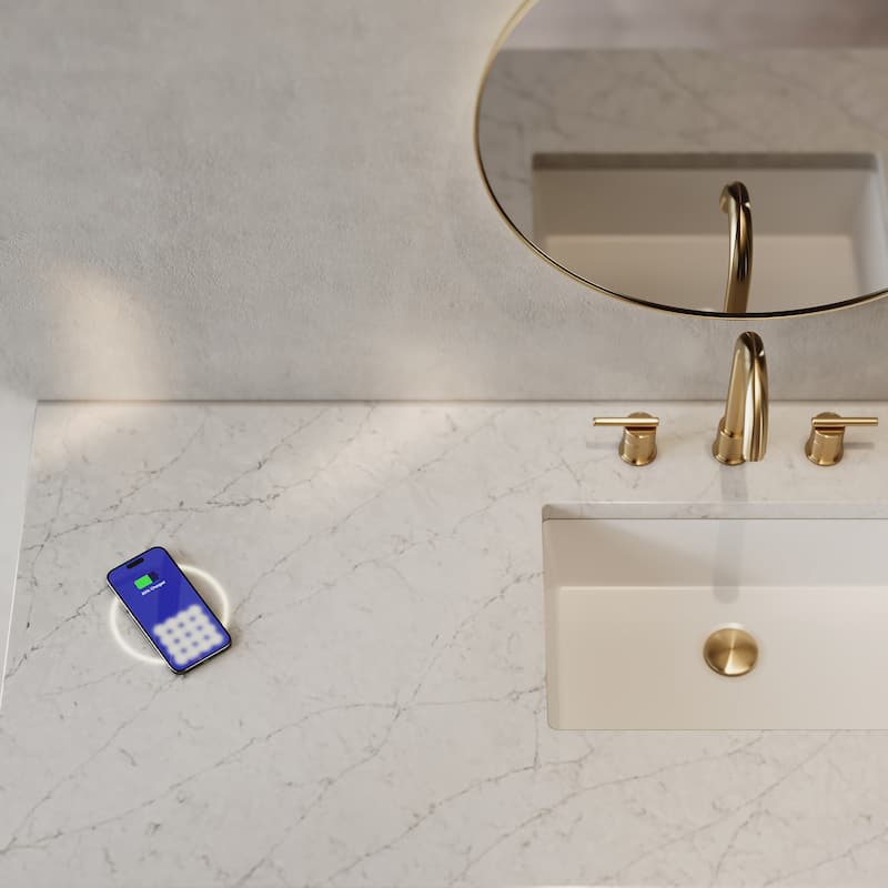 James Martin Vanities 050-S60S-FP-SNK 60" Engineered Stone Vanity Top - Eternal Jasmine Pearl