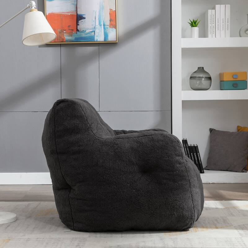 Mieres Faux Fur Fabric Bean Bag Chair, Floor Sofa For Living Room, Bedroom Lazy Sofa