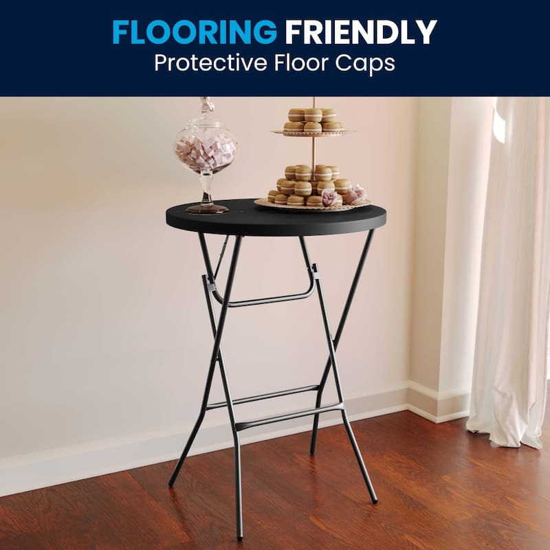 2.6-Foot Round Plastic Bar Height Folding Event Table - 31.25"D x 31.25"W x 43.75"H