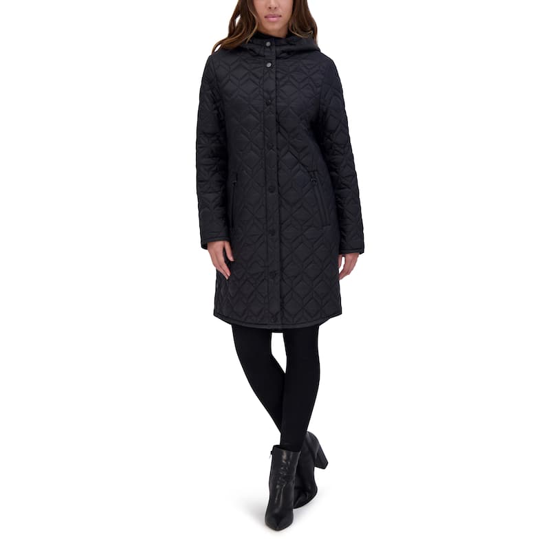 Andrew Marc Rialto Diamond Quilted Parka Coat - Black - S