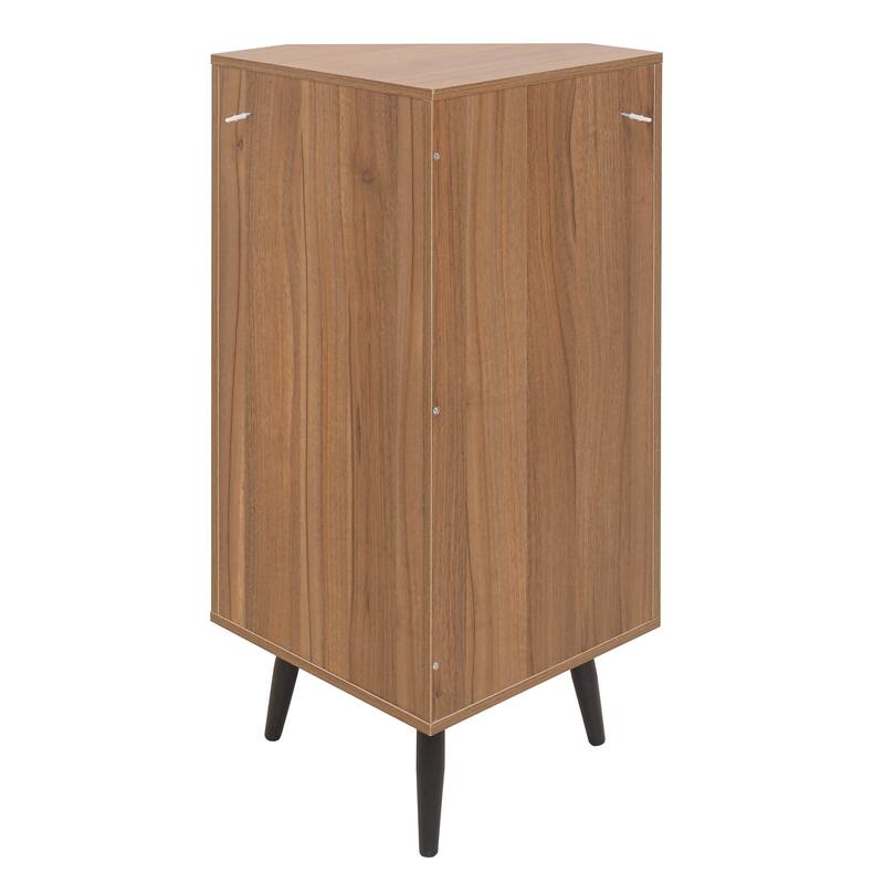 GDFStudio - Modern Rattan Storage Corner Cabinet with Adjustable Shelves