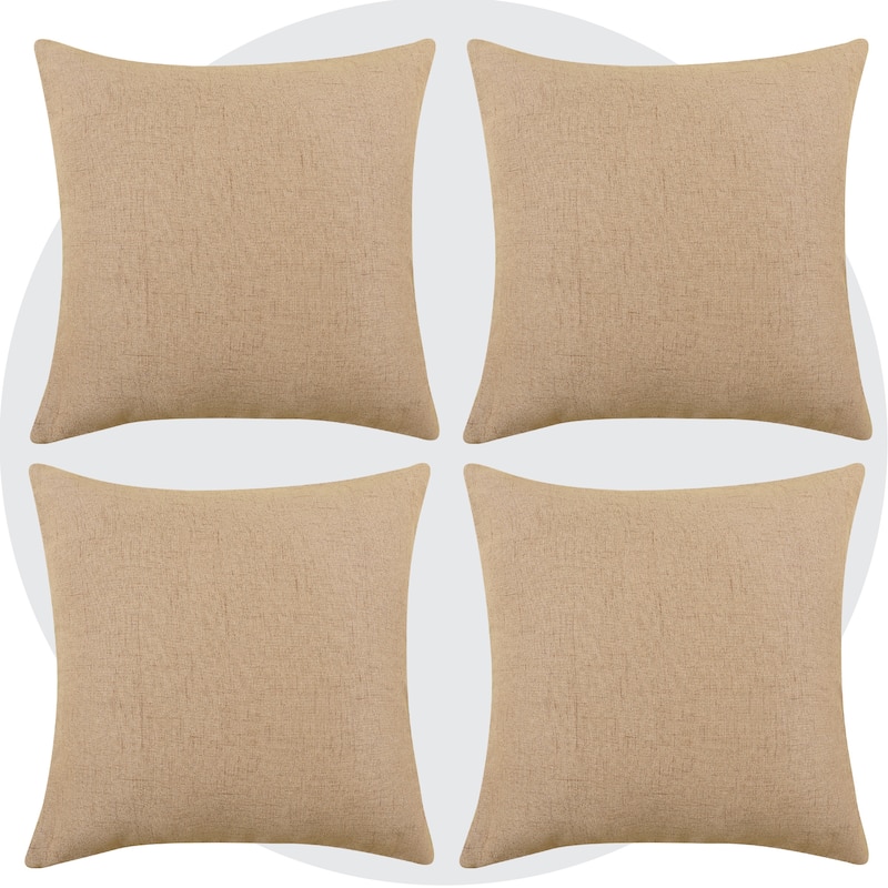 Deconovo Faux Linen Throw Pillow Covers 4 PCS(Cover Only)