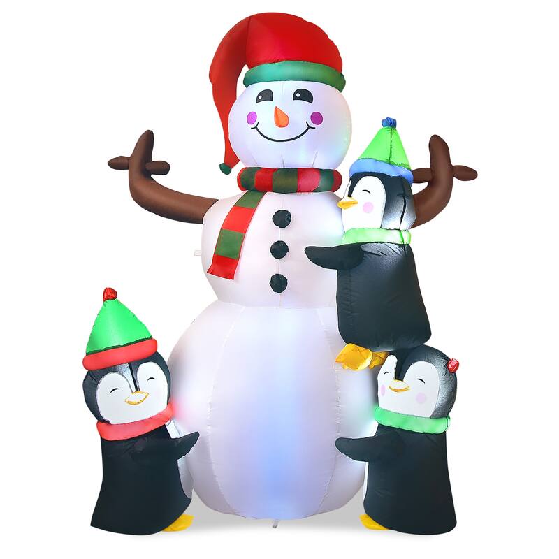 6ft Christmas Inflatable Snowman with Penguins Quick Blow up Snowman - See details