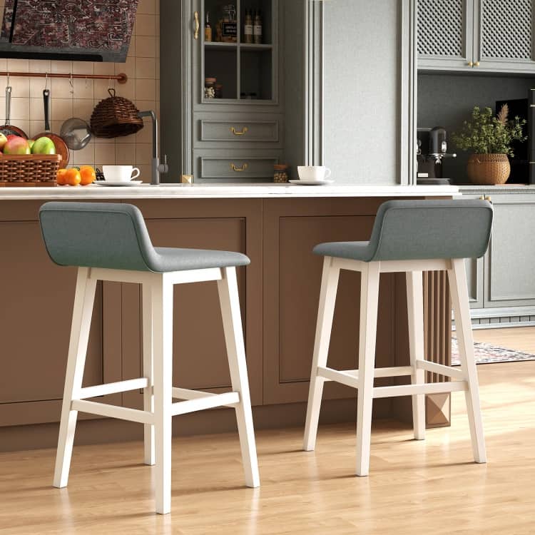 Low-Back High-Top Chairs with Padded Seat and Rubber Wood Legs - 20" x 16.5" x 29"