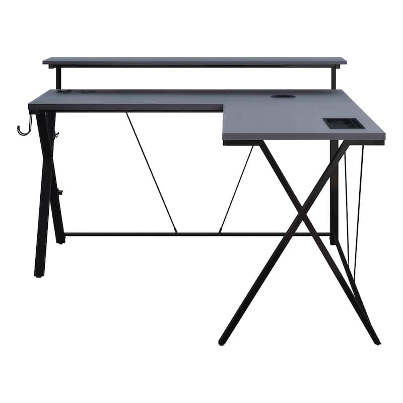 Checkpoint Battlestation L shaped Gaming Desk with RGB LED Lights