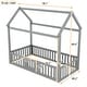 preview thumbnail 28 of 33, Wood House Bed with Fence and Door