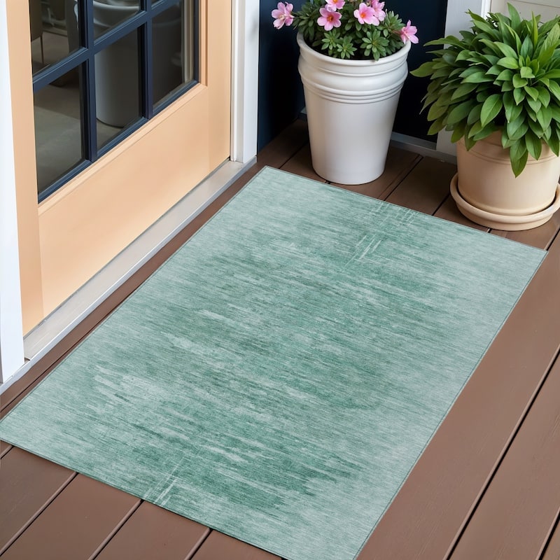 HomeRoots Abstract Transitional Rectangle Outdoor Rug - 3' x 5'