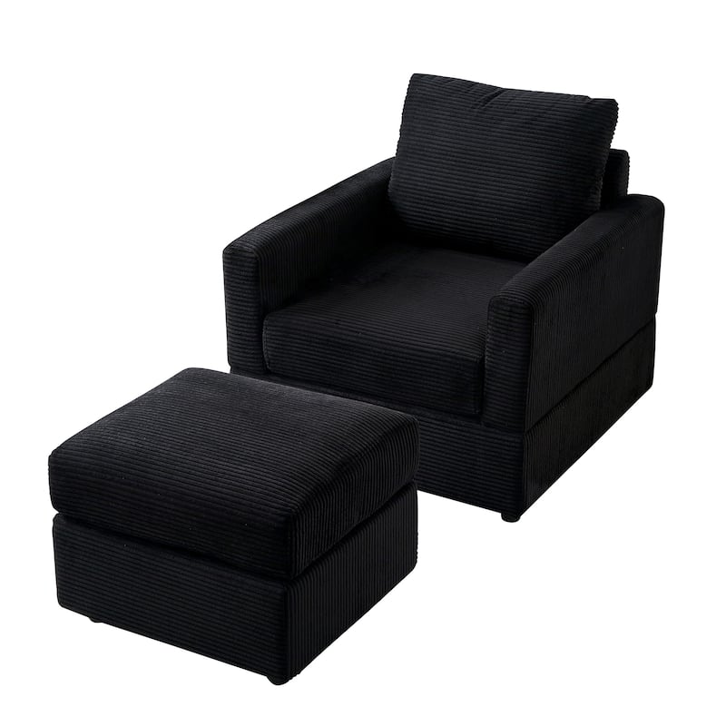 GDFStudio Classic Corduroy Club Chair with Ottoman